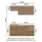 Cocina Integral Glamy 1.80 m con Mesón de Acero Marrón 13