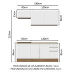 Cocina Integral Glamy 1.80 m con Mesón de Acero Marrón/Blanco 13