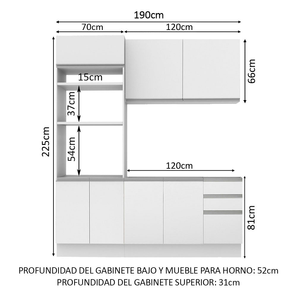Cocina Integral 190 cm Laura Blanco Madesa