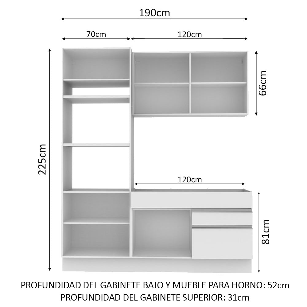 Cocina Integral Lívia 1.90 Metros Blanco