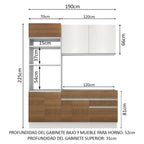 Cocina Integral 190 cm Lívia Blanco/Marrón/Blanco Madesa