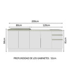 Kit 2 Muebles de Cocina Bajo Glamy 2.00 Metros Blanco