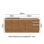 Kit 2 Muebles de Cocina Bajo Glamy 2.00 Metros Marrón