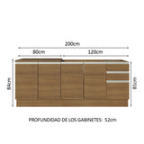 Kit 2 Muebles de Cocina Bajo Glamy 2.00 m con Mesón de Acero