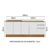 Kit 2 Muebles de Cocina Bajo Glamy 2.00 Metros