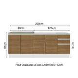 Kit 2 Muebles de Cocina Bajo Glamy 2.00 m con Mesón de Acero