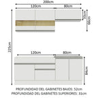 Cocina Integral Glamy 2.00 Metros Blanco 07