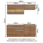 Cocina Integral Glamy 2.00 Metros Marrón 07