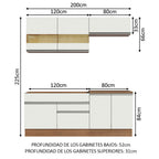Cocina Integral Glamy 200 cm 07 Marrón/Blanco Madesa