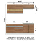Cocina Integral Glamy 2.00 Metros Blanco/Marrón 07