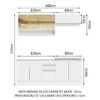 Cocina Integral Glamy 2.00 m con Mesón de Acero Blanco 09