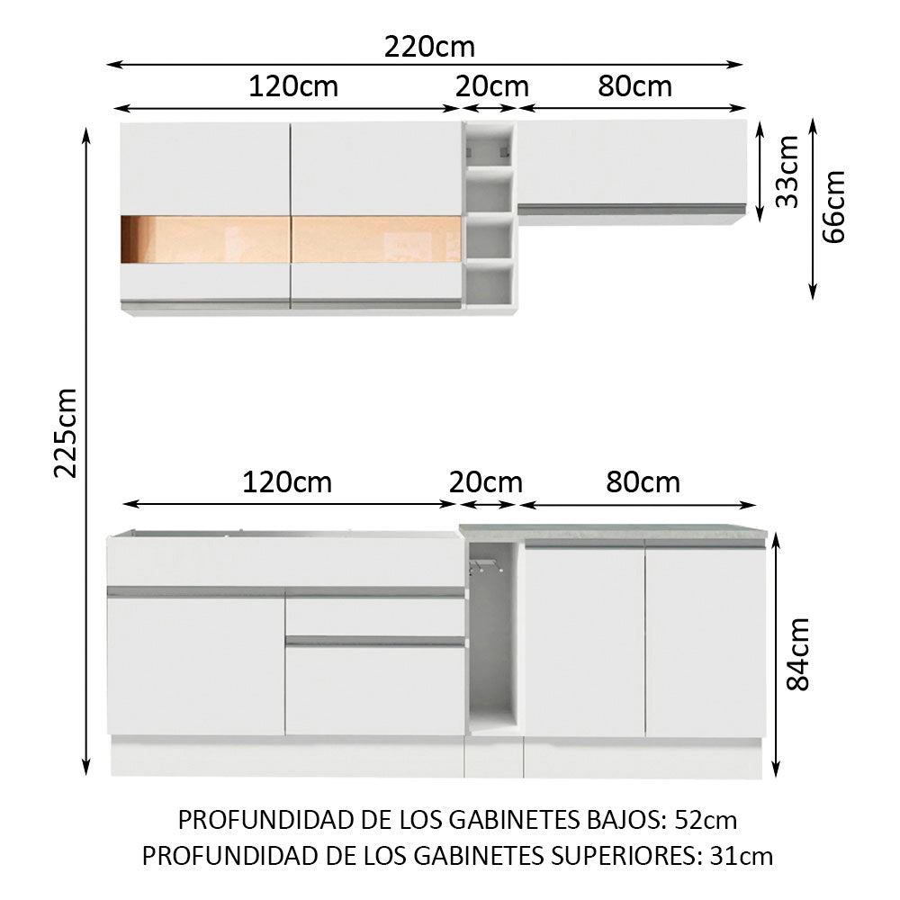 Cocina Integral Parma 2.20 Metros Blanco 02