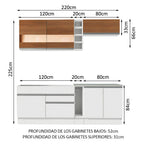 Cocina Integral Parma 2.20 Metros Blanco/Blanco/Marrón 02