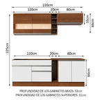 Cocina Integral Parma 2.20 Metros Marrón/Blanco/Marrón 02