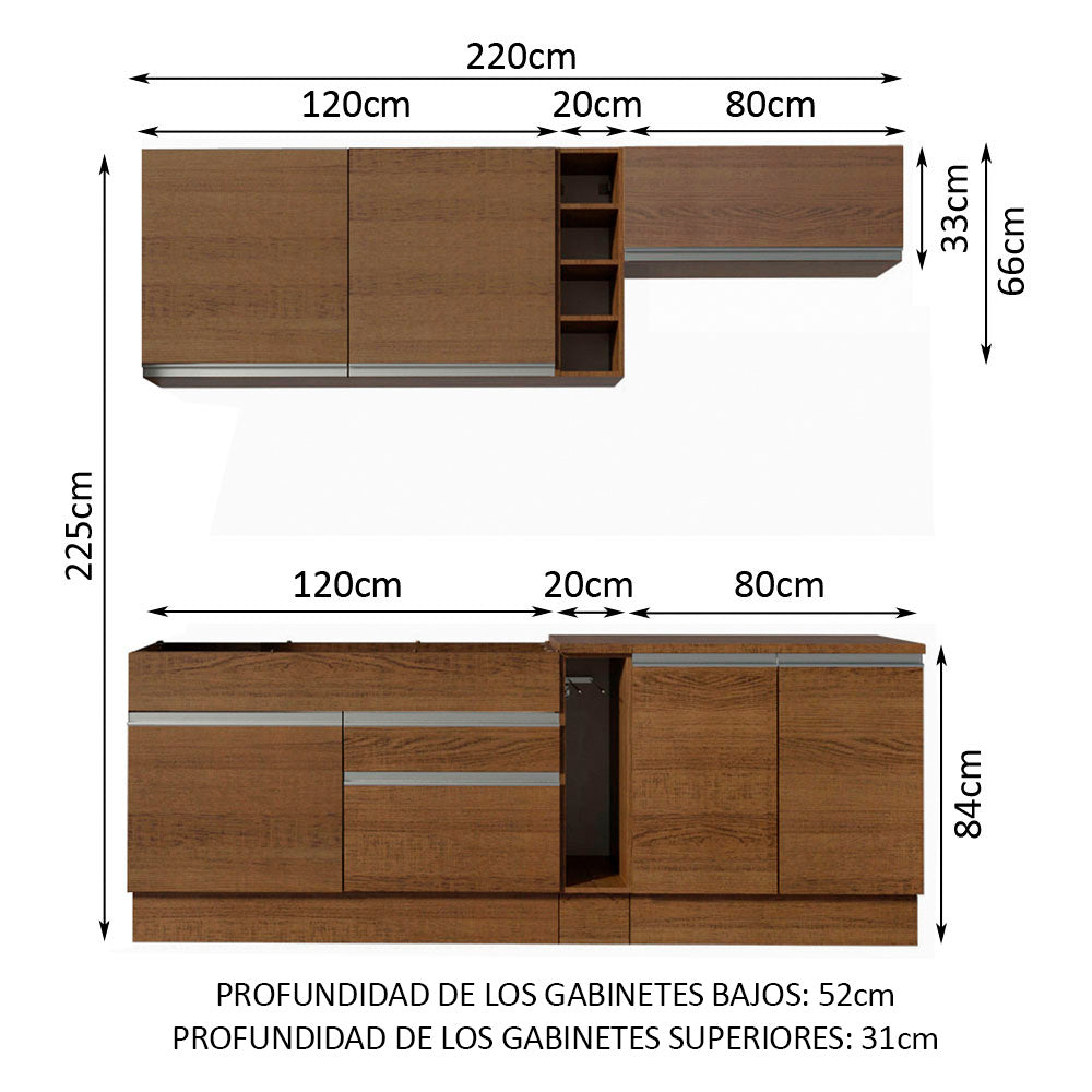 Cocina Integral Parma 2.20 Metros Marrón 03