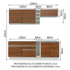 Cocina Integral Parma 2.20 Metros Blanco/Marrón 03