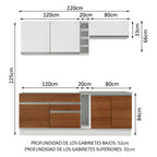 Cocina Integral Parma 2.20 Metros Blanco/Marrón/Blanco 03