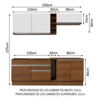 Cocina Integral Parma 2.20 Metros Marrón/Marrón/Blanco 03