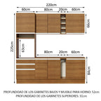 Cocina Integral Áquila 2.20 m con Encimeras de MDP Marrón