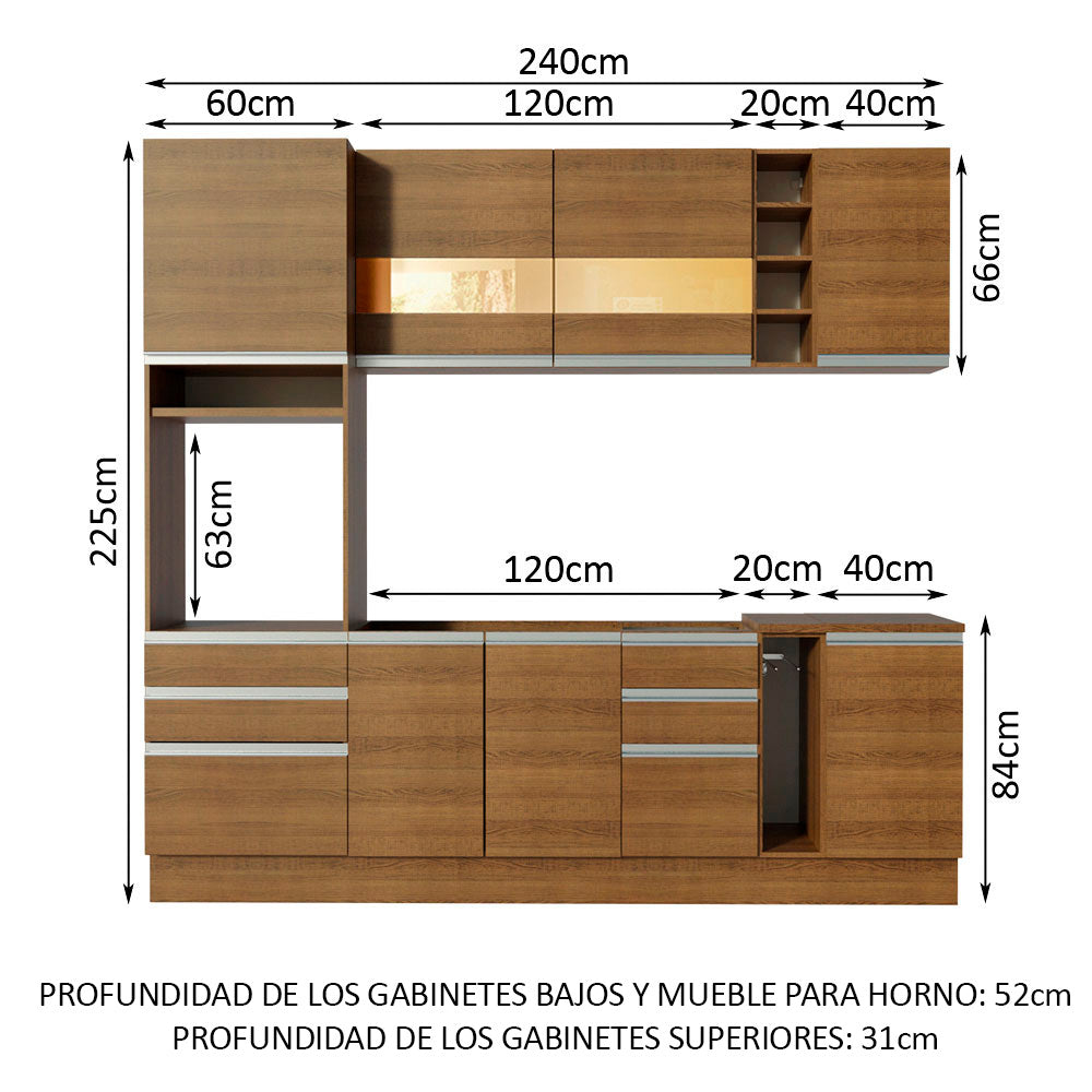Cocina Integral Lazio 2.40 Metros Marrón