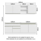 Cocina Integral Glamy 2.40 m con Encimeras Blanco 06