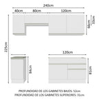 Cocina Integral Glamy 2.40 Metros Blanco 07