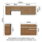 Cocina Integral Glamy 2.40 Metros Marrón 07