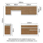 Cocina Integral Glamy 2.40 Metros Blanco/Marrón 07