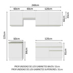 Cocina Integral Glamy 2.40 Metros Blanco 08