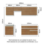 Cocina Integral Glamy 2.40 Metros Blanco/Marrón 08
