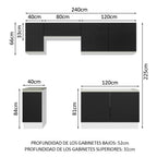 Cocina Integral Glamy 2.40 Metros Blanco/Negro 10