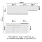 Cocina Integral Glamy 2.60 Metros Blanco 03
