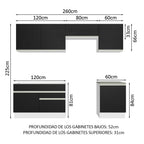 Cocina Integral Glamy 2.60 Metros Blanco/Negro 05
