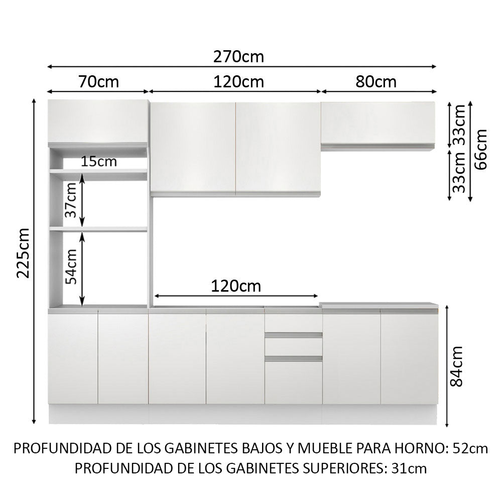 Cocina Integral Viena 2.70 Metros Blanco