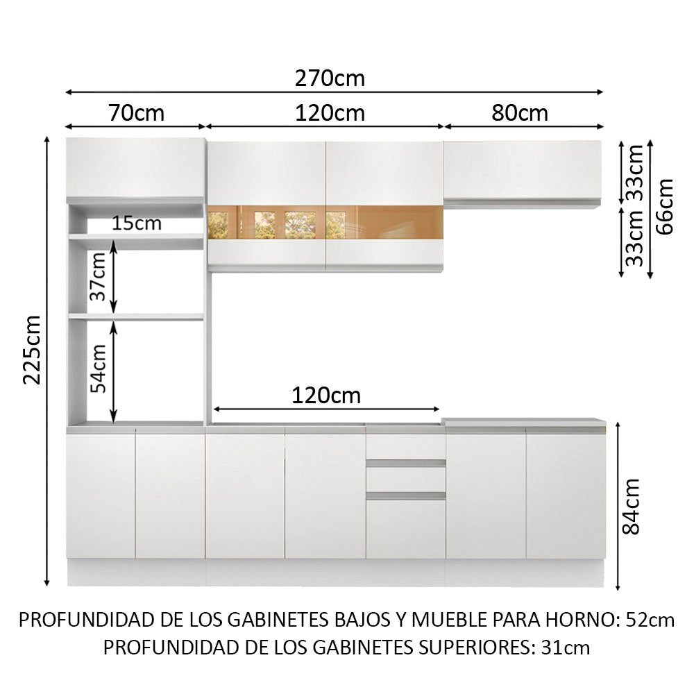 Cocina Integral Atenas 2.70 Metros Blanco