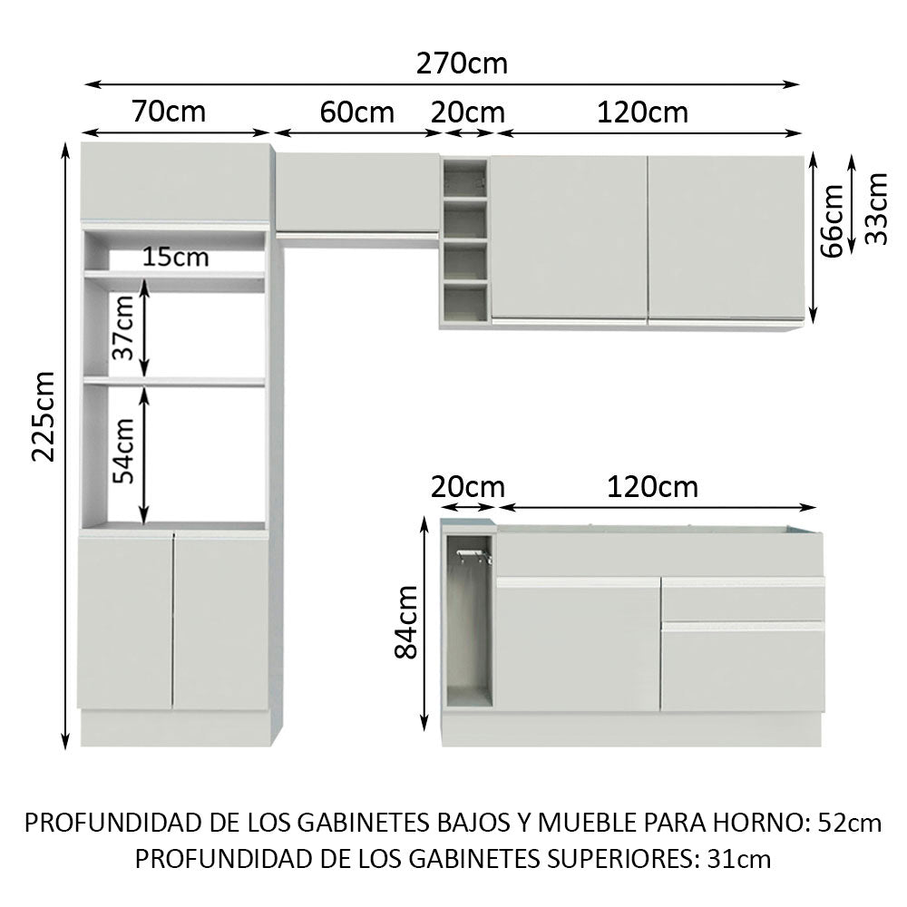 Cocina Integral Jade 2.70 Metros 09 Blanco