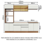 Cocina Integral Glamy 2.70 Metros Marrón/Blanco 10