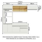 Cocina Integral Glamy 2.70 Metros Blanco 11