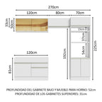 Cocina Integral Glamy 2.70 Metros Blanco 12