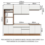 Cocina Integral Glamy 2.70 Metros Marrón/Blanco 13