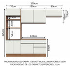 Cocina Integral Glamy 2.70 m con Encimera Marrón/Blanco 14