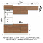 Cocina Integral Glamy 2.70 m con Encimera Blanco/Marrón 14
