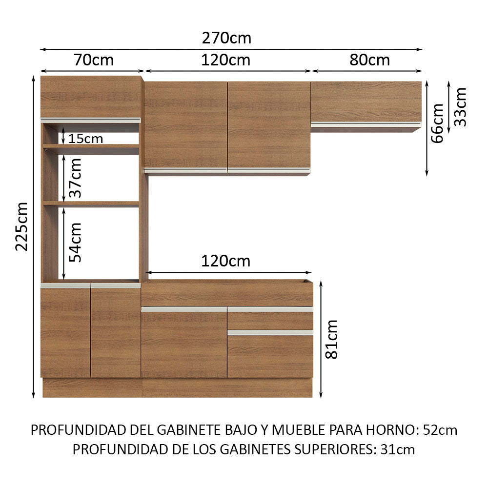 Cocina Integral Glamy 2.70 Metros Marrón 15