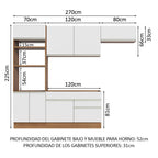 Cocina Integral Glamy 2.70 Metros Marrón/Blanco 15