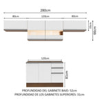 Cocina Integral Marina 2.80 Metros Marrón/Blanco