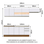 Cocina Integral Marcela 2.80 Metros Marrón/Blanco