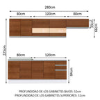 Cocina Integral Marcela 2.80 Metros Blanco/Marrón