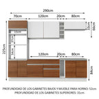 Cocina Integral Vicenza 2.90 m con Encimera Blanco/Marrón/Blanco 12