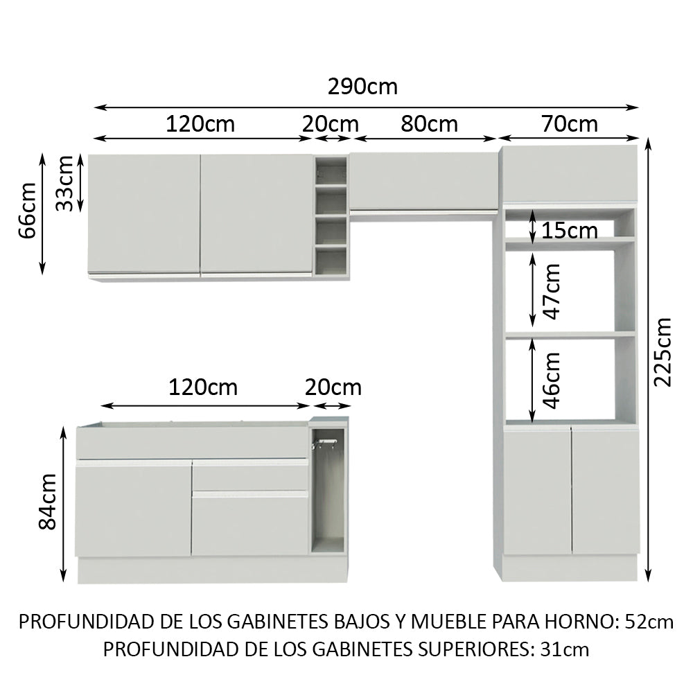 Cocina Integral Cristal 2.90 Metros Blanco 10