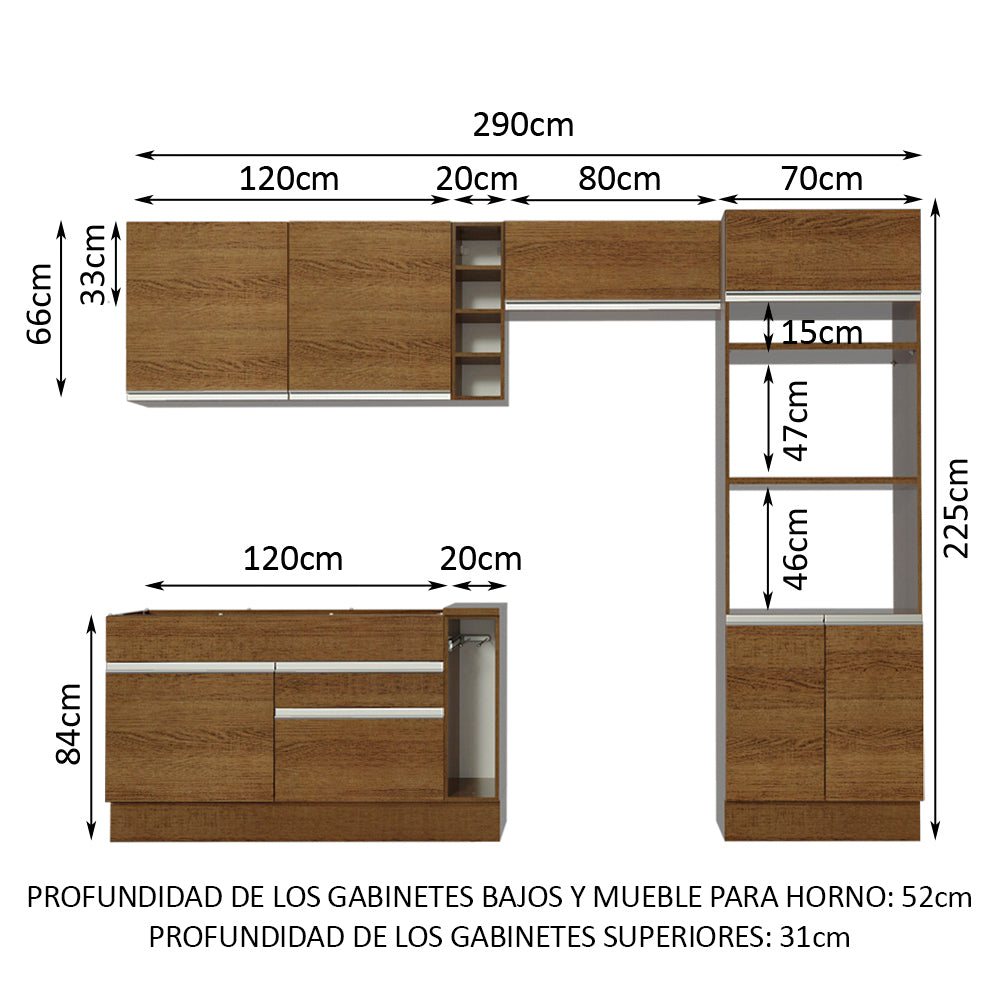 Cocina Integral Cristal 2.90 Metros Marrón 10